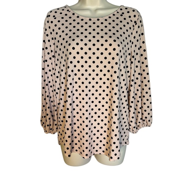 Adrianna Papell Tops - Adrianna Papell Light Pink and Black Relaxed Blouse with 3/4 sleeves